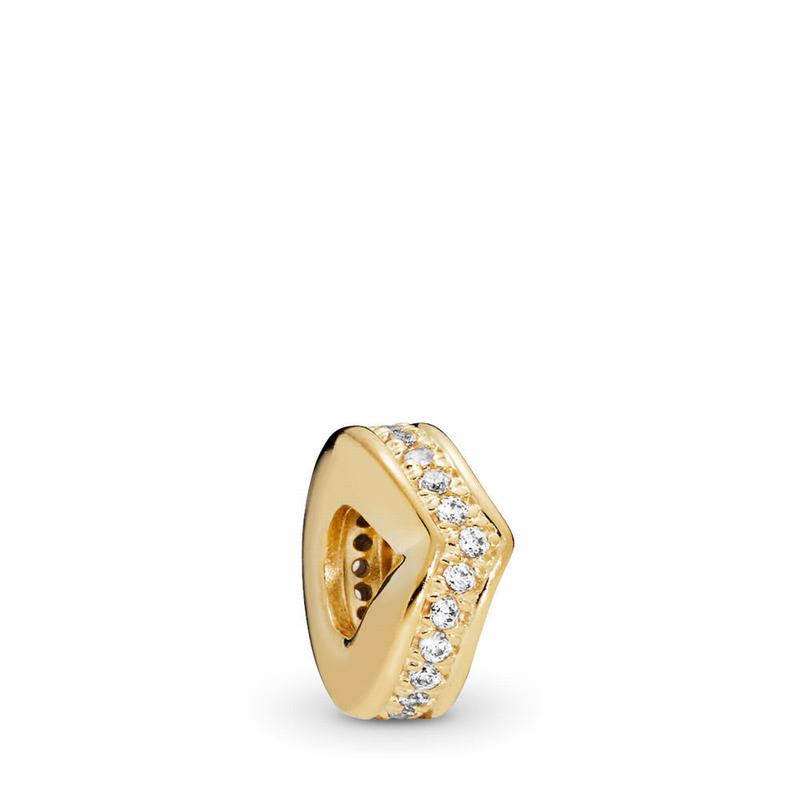 Pandora Shine™ Shimmering Wish Spacer Charm Ireland - 18ct Gold Plated/Cubic Zirconia - 739621SPC